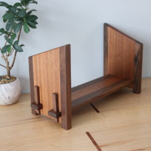 sapele and walnut bookshelf