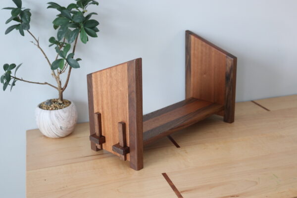 sapele and walnut bookshelf