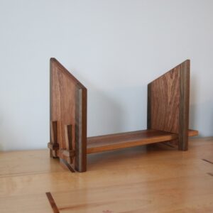wooden bookshelf made of walnut and sapele woods