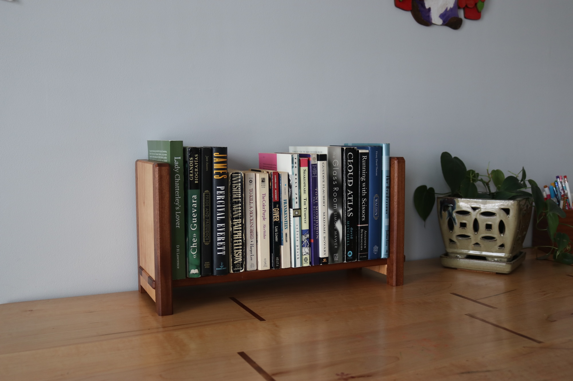 Adjustable Tabletop Bookshelf- Sapele & Cherry Square - Image 6