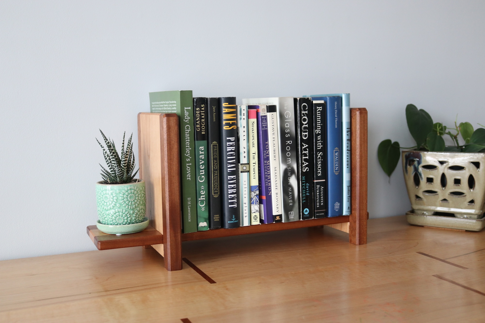 Adjustable Tabletop Bookshelf- Sapele & Cherry Square - Image 2