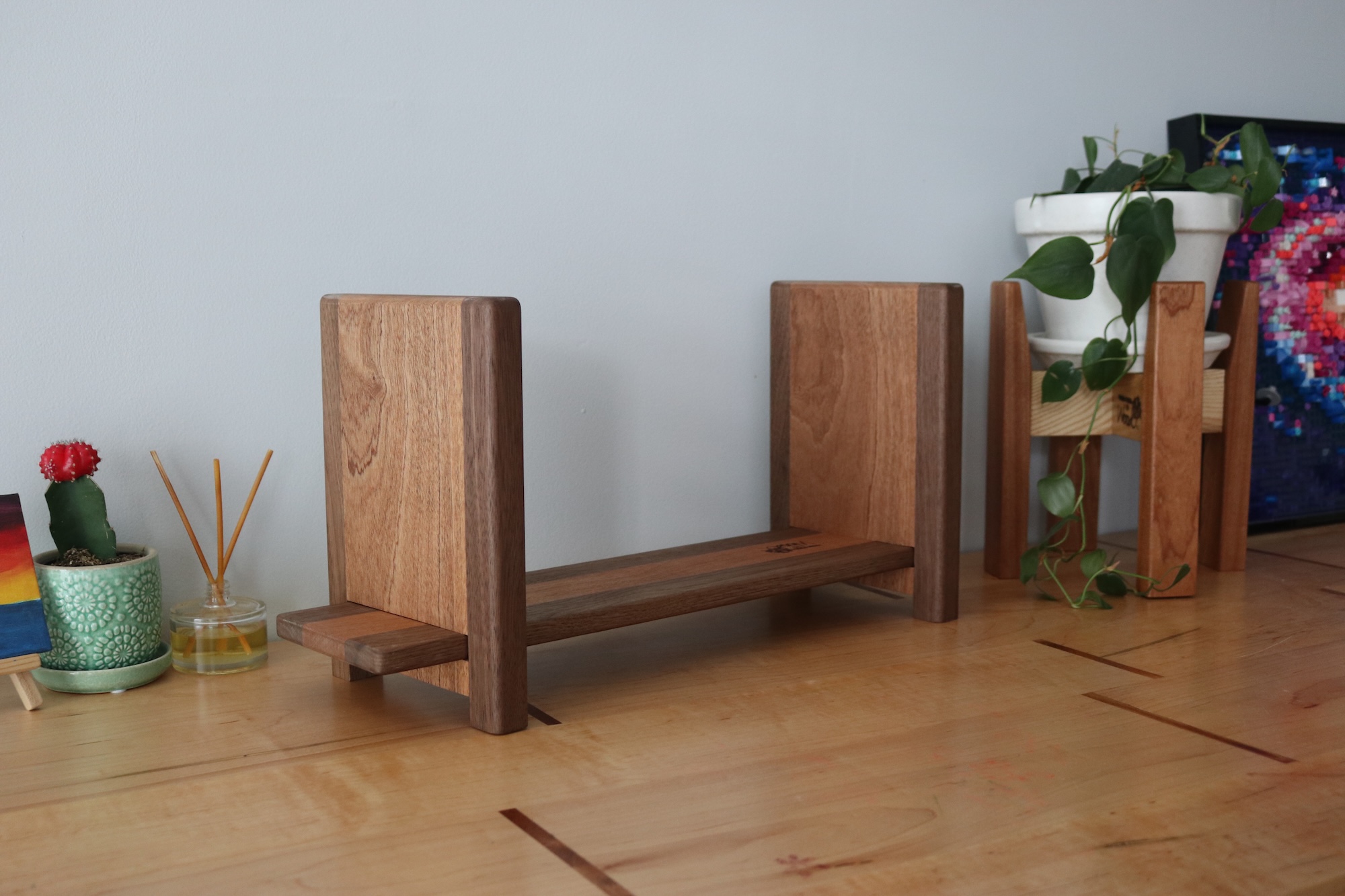 Adjustable Tabletop Bookshelf- Walnut & Sapele - Image 3