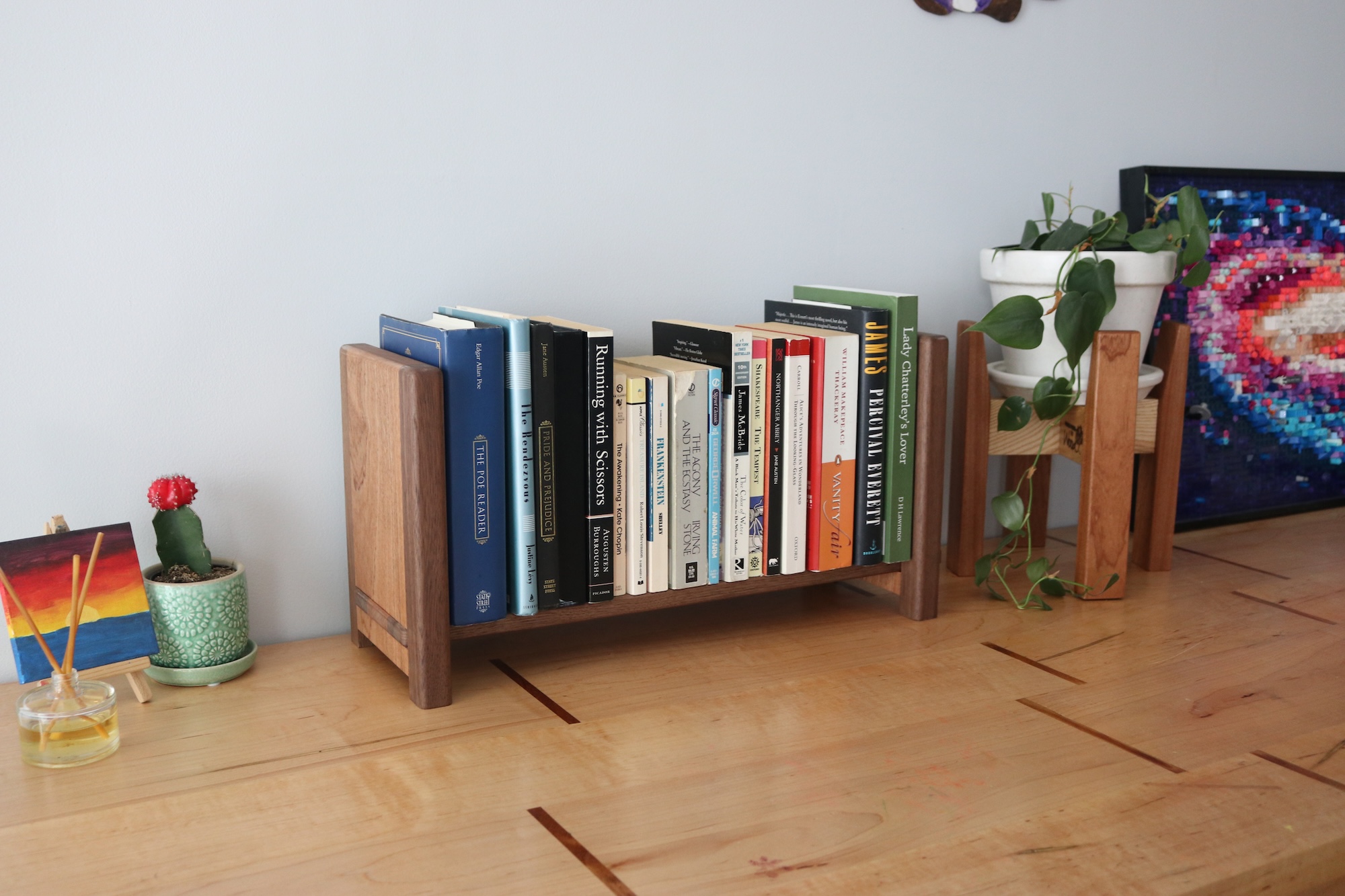 Adjustable Tabletop Bookshelf- Walnut & Sapele - Image 4