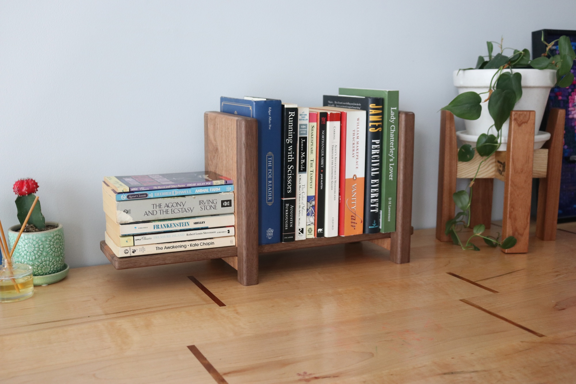 Adjustable Tabletop Bookshelf- Walnut & Sapele - Image 8