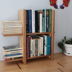2-tier Adjustable Tabletop Bookshelf- Cherry