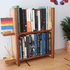 2-tier Adjustable Tabletop Bookshelf- Sapele & Oak