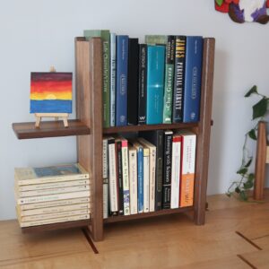 2-tier Adjustable Tabletop Bookshelf- Walnut