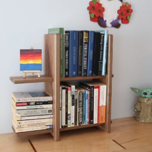 2-tier Adjustable Tabletop Bookshelf- Walnut