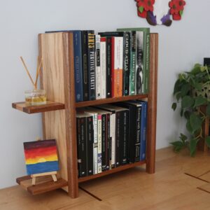 2-tier Adjustable Tabletop Bookshelf- Sapele & Oak Chamfered