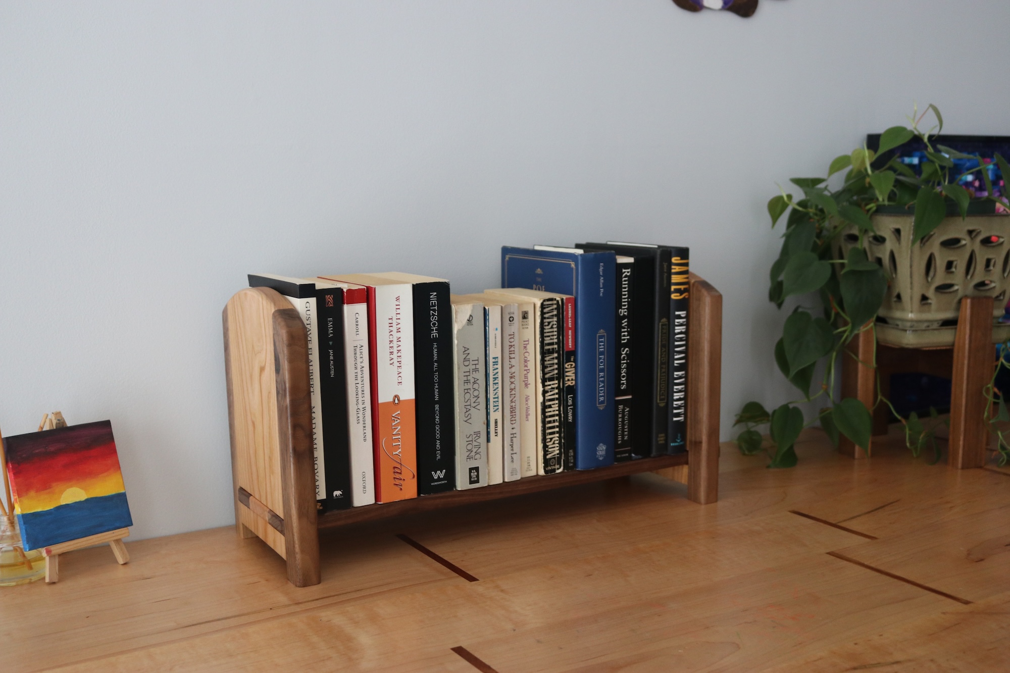Adjustable Tabletop Bookshelf- Walnut & Cherry - Image 4