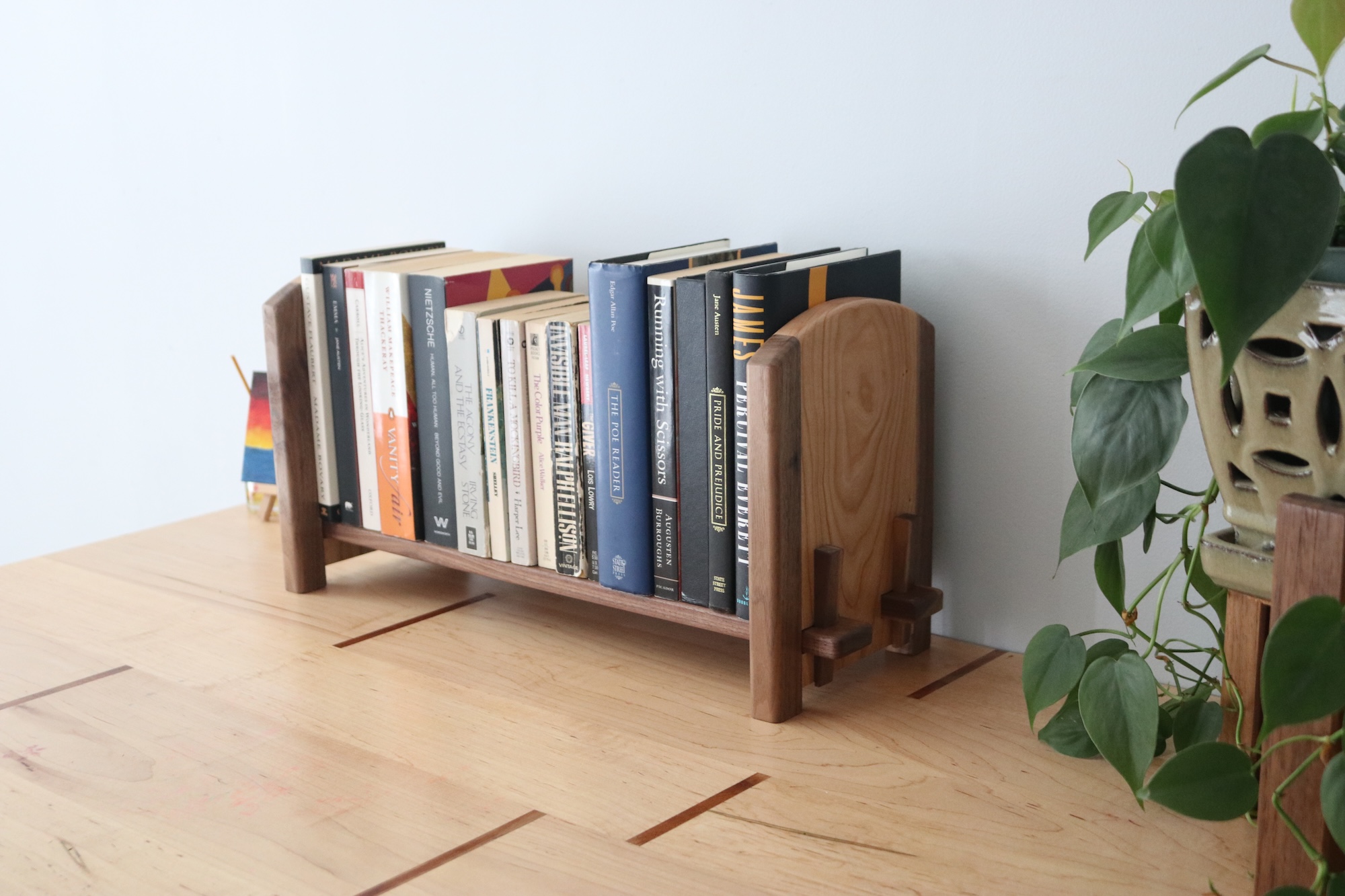 Adjustable Tabletop Bookshelf- Walnut & Cherry - Image 6